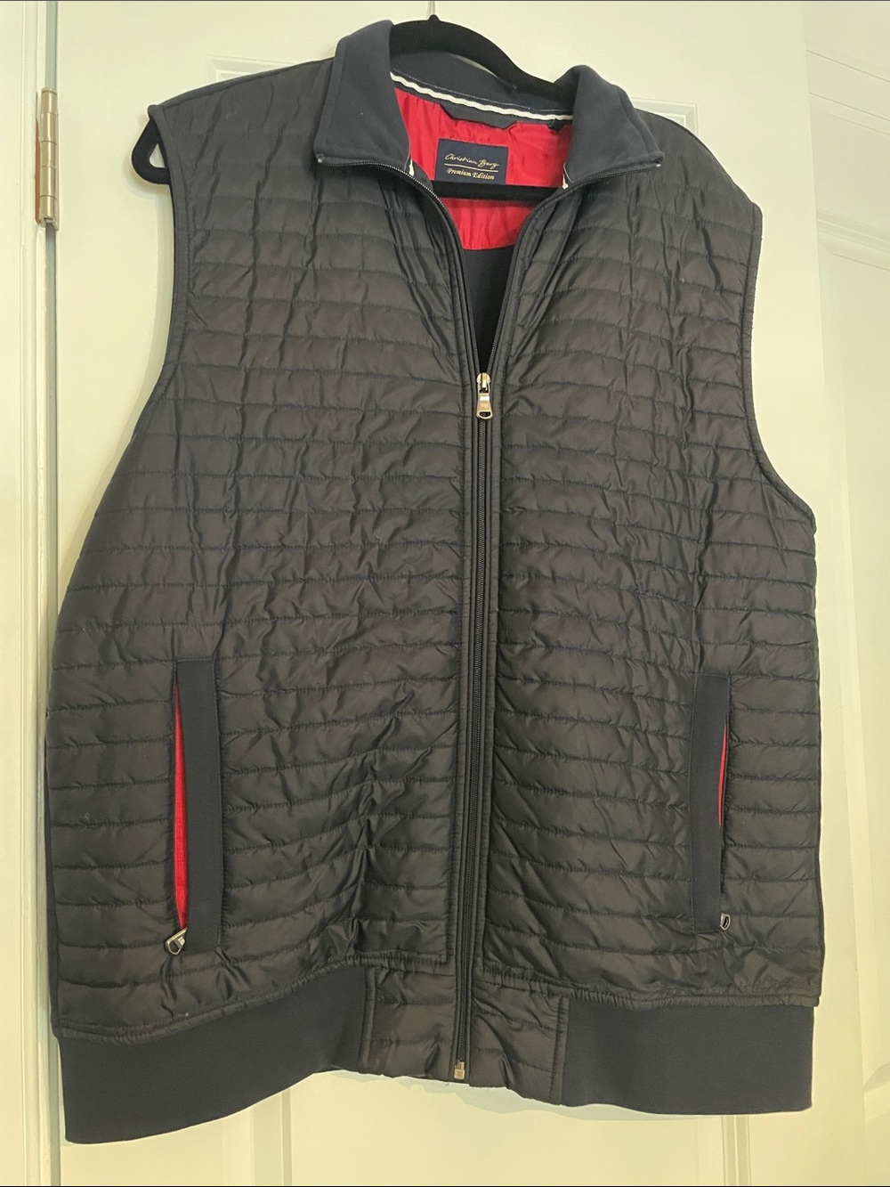 Classic Quilted Vest with Red Accent - Christian Berg